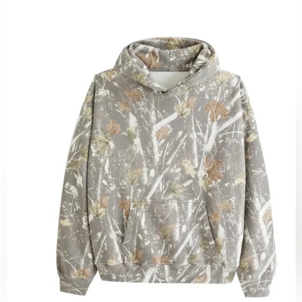 Curvy Waves Camo Leaf Printed Hoodie